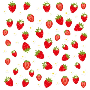Creative strawberry and white flower wall stickers for summer room decoration backdrop