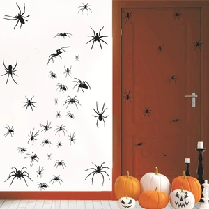 3D zwarte spin muurstickers voor Halloween decoratie op muren en deuren met pompoenen