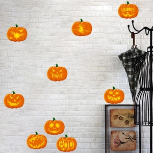 Halloween pumpkin wall decals set with PVC bats and ghosts for home party decoration