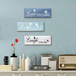 Farmhouse Wooden Wall Decor Hanging Sign Live Love Laugh Inspirational Quotes Rustic Home Wall Art Decoration MDF Board