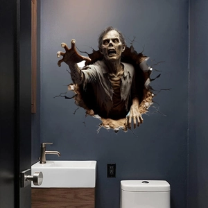 Stickers Muraux 3D Halloween Mur Brisé Horreur Fantôme Zombie Sorcière PVC Décalcomanies Pour Halloween Party Home Decor