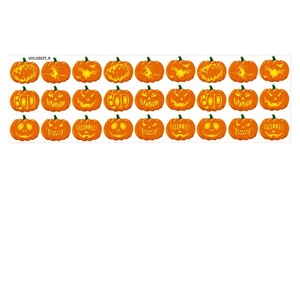 Halloween wall stickers set with 27 pumpkin faces, bats and ghost party decorations