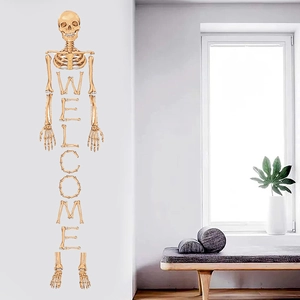 Halloween skeleton wall sticker featuring skull and ribs forming the word WELCOME