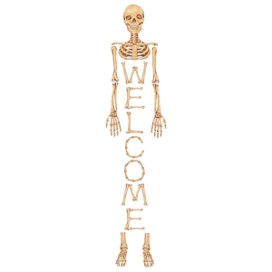 Halloween skeleton welcome door sign sticker with skull and bone shaped letters