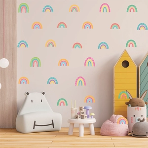 Stickers muraux arc-en-ciel en PVC pour chambre d'enfant avec décor nordique minimaliste