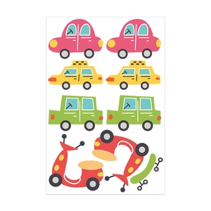 Stickers muraux bohèmes avec voitures et scooters pour décoration de chambre d'enfant