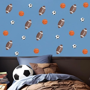 Stickers muraux sport avec basket, rugby et football pour décoration chambre enfant