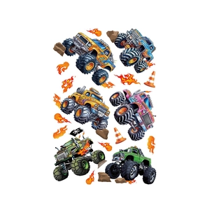 Stickers muraux de camions monstres pour chambre de garçon avec véhicules tout-terrain