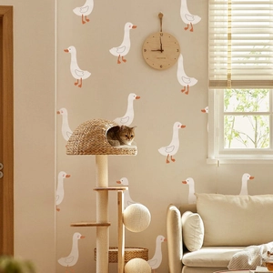 Wandaufkleber im Boho-Stil mit weißen Gänsen für Kinderzimmer und Haustierbereiche