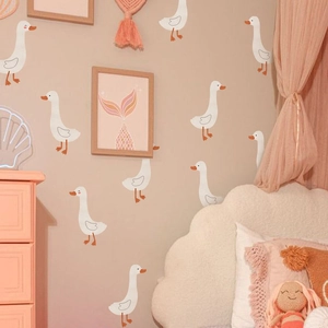 Boho Weißer Gans Wandaufkleber Für Kinderzimmer Kindergarten Deko PVC Süße Ente Tier Tapete Abnehmbare DIY Kunst Abziehbilder