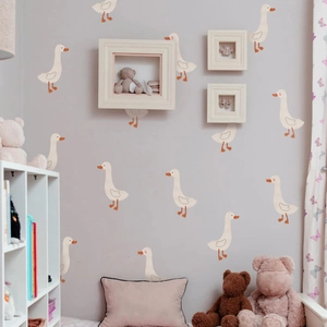Boho-Stil weiße Gans Wandaufkleber für Kinderzimmer Wanddekoration aus PVC-Material