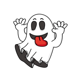 Cartoon ghost Halloween car sticker with playful expression and high-quality PVC finish
