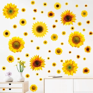 Summer sunflower and daisy window stickers set for home bedroom and wall decoration