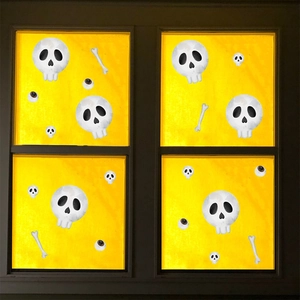 Adesivi per finestre di Halloween con teschi cartoon e bulbi oculari decorativi