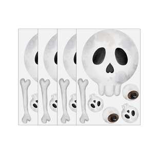 Adesivi murali Halloween con teschio e bulbi oculari in stile acquerello decorativi