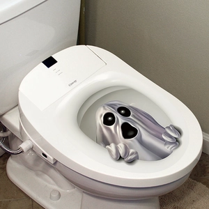 3D Halloween ghost toilet seat sticker made of waterproof PVC for scary bathroom decor