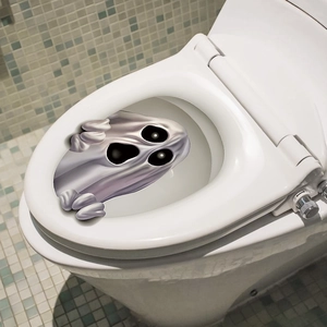 3D scary ghost toilet seat sticker for Halloween, creative creepy ghost bathroom decal