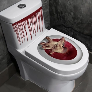 Halloween toilet stickers with realistic 3D bloody zombie hand and blood drip effects