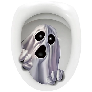 3D scary white ghost toilet seat sticker made of PVC for Halloween bathroom decor