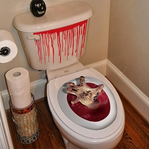 3D Halloween bloody zombie hand toilet lid stickers and red blood drip decals