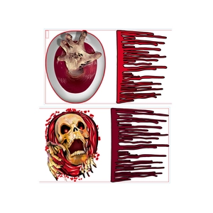 3D Halloween horror toilet seat stickers featuring bloody zombie hands and skull decals