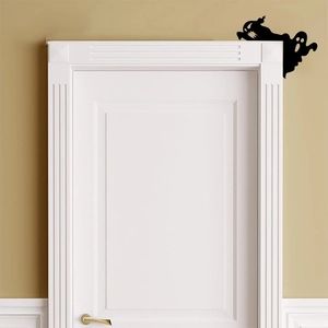 Black ghost door corner silhouette sticker for Halloween home frame decoration