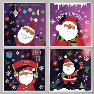 Adesivi natalizi per finestre con Babbo Natale fiocchi di neve e testo Merry Christmas