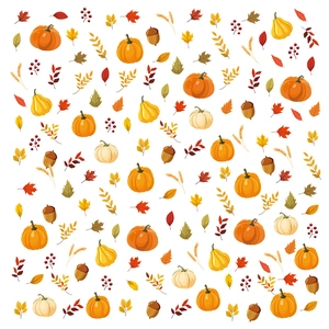 Fall themed window stickers with colorful pumpkins, maple leaves and acorns for autumn decor