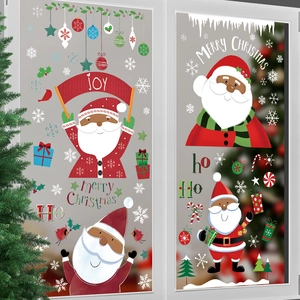 Adesivi natalizi con Babbo Natale nero, regali colorati e festosi striscioni Joy