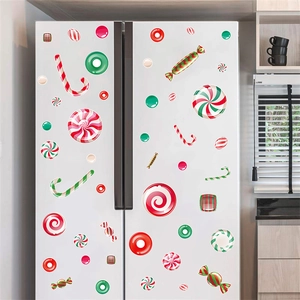 Adesivi natalizi a forma di caramella per decorazioni di finestre e frigoriferi festivi