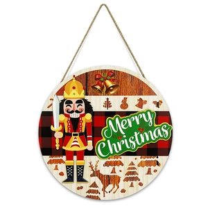3D wooden Christmas nutcracker welcome sign with Merry Christmas text and red bow