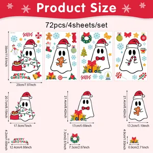 Size chart showing 30x20cm Christmas ghost window decals with detailed dimensions