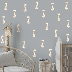 Boho cartoon giraffe wall stickers set for nursery room decor with hand-drawn PVC decals