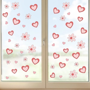 Adesivi in PVC con margherite rosa e cuori per finestre e pareti di San Valentino