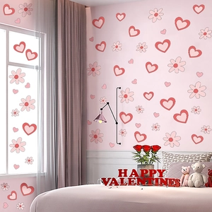 Adesivi Murali a Forma di Cuore e Margherita Rosa per San Valentino Decalcomanie in PVC per Vetrate di Camera da Letto Soggiorno