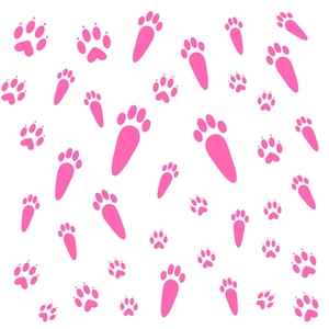 Pink Easter bunny footprints and paw print wall decals with 2D vector graphic pattern