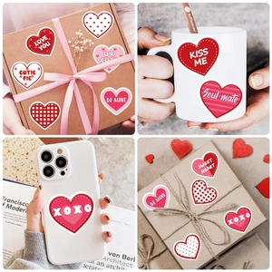 Set of Valentine's Day heart stickers for gift boxes and home decor stickers