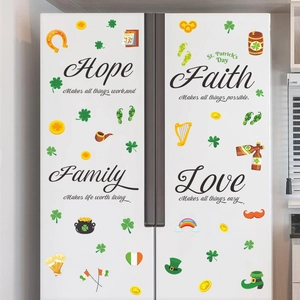 Stickers muraux Saint-Patrick avec trèfles pour décoration de fenêtre et frigo
