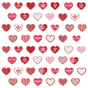 Valentine's Day heart stickers with love phrases for gift decoration and window display