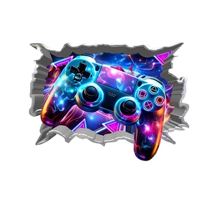 3D Spiele-Controller Wandsticker mit Nebel-Weltraum-Design bricht durch die Wand-Oberfläche