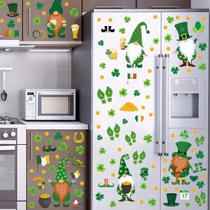 St. Patrick's Day gnome clover wall stickers and magnets set for fridge decoration