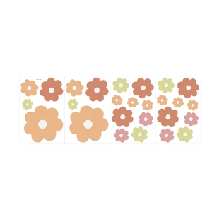 Stickers muraux marguerites bohèmes aux couleurs Morandi pour la chambre