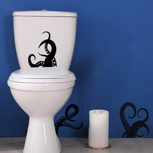 Creative black octopus tentacles wall stickers for bathroom toilet and home wall decor