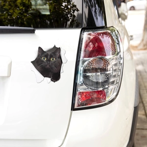 3D Peek-A-Boo Black Cat Stickers Waterproof PVC Decals For Car Window Truck Laptop Bumper Decorative Cartoon Animal Sticker