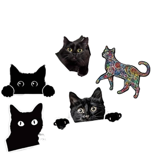 Cute black cat waterproof vinyl stickers set for cars laptops and water bottles