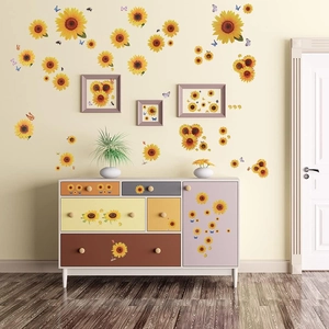 Waterproof sunflower and butterfly wall stickers for home living room decor