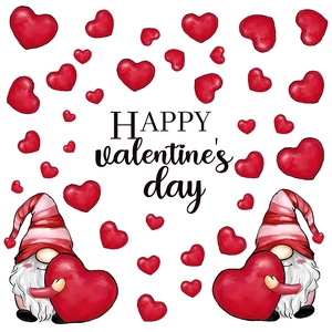 Valentinstag Fensterbilder mit Zwergen und roten Herzen als selbstklebende Wandtattoos