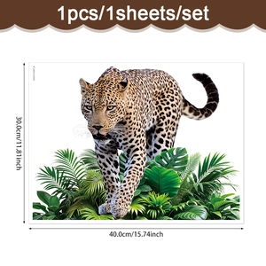 Realistic leopard in tropical palm leaves wall sticker for home decor 30x40cm