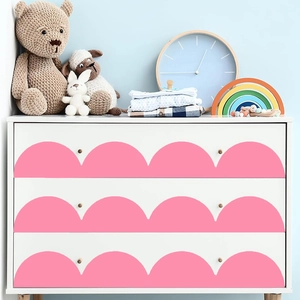 Pink scallop wave PVC wall stickers for children's furniture decoration and drawer styling