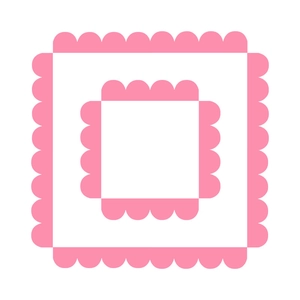 Pink wavy PVC wall stickers with double-layered square geometric frame for home decor